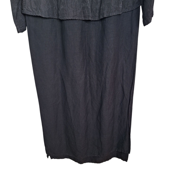 Flax Romantic Gothic Style Textured 2 In 1 Dress Long Sleeve Snap Button M - Picture 11 of 13